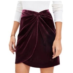 LOFT Velvet Mini Skirt in Deep Burgundy